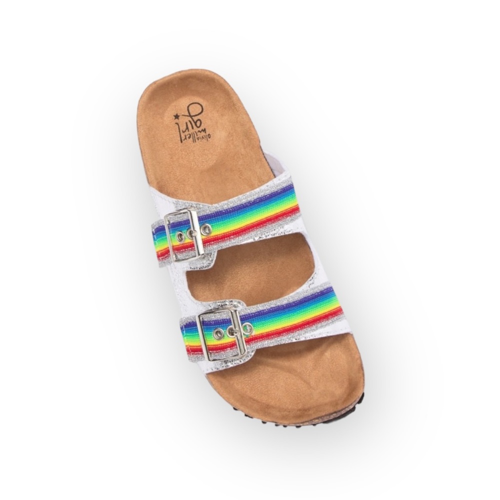 new Olivia Miller ❤︎ Double Strap Pride Birki Sandal ❤︎ Iridescent Rainbow ❤︎ 13